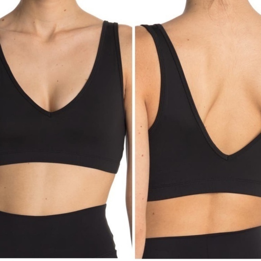 WeWoreWhat V Neck Bra Top, black, size S NWT